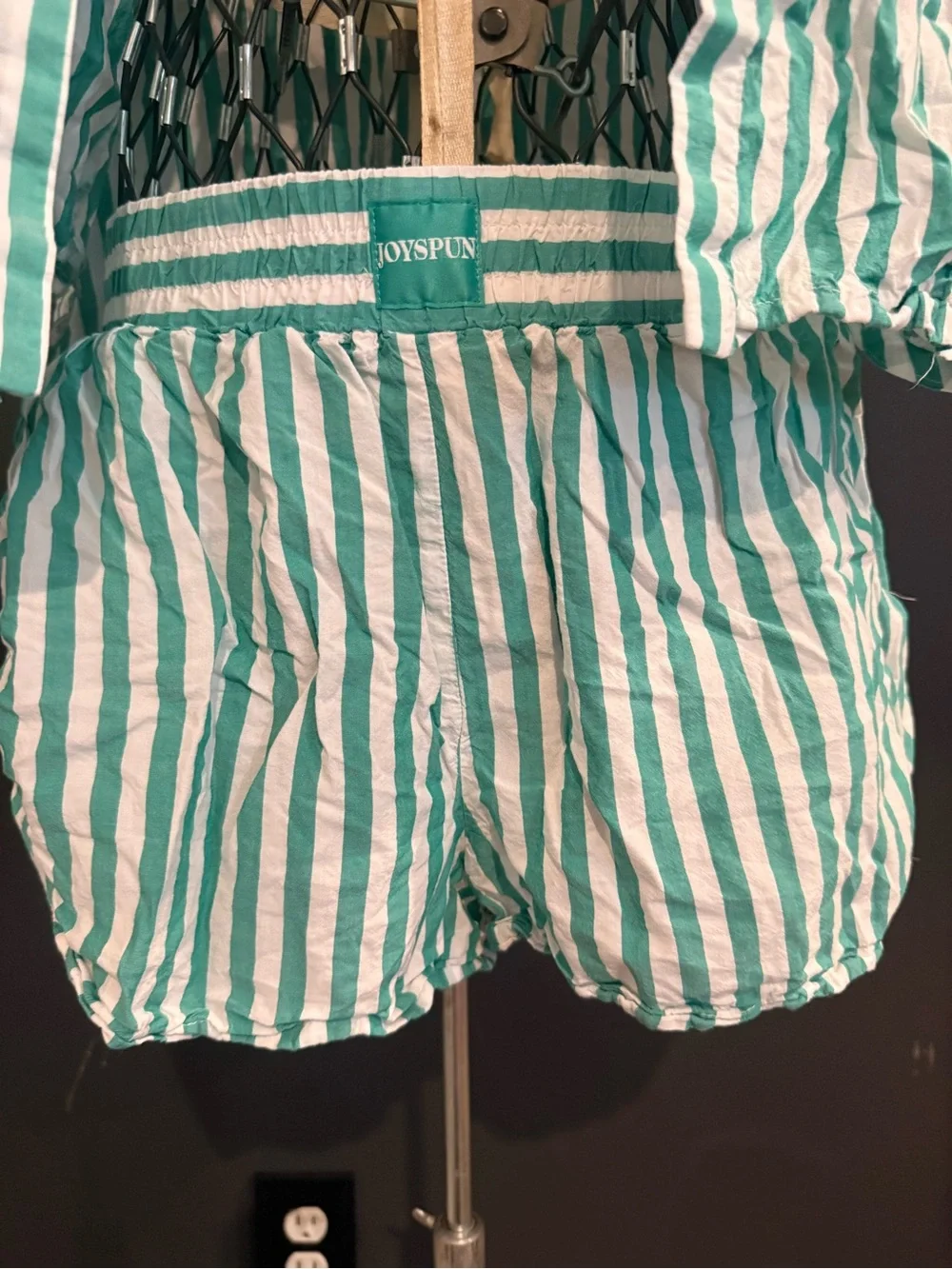 JoySpun Women’s Green & White Striped Casual Set